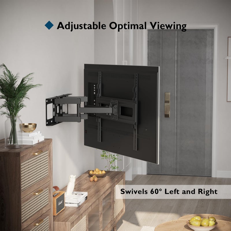 BONTEC Full Motion TV Wall Mount for 23-70 Inch TVs, Hold up to 99 lbs, Max VESA 400x400mm, Swivel Tilt Dual Arms, Adjustable Viewing Angle, Fits 16" Wood Studs, Easy Assembly - Image 4